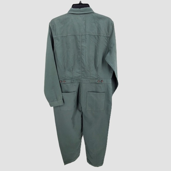 Outerknown Womens Large Station Utility Jumpsuit Dusk Green Organic Cotton Linen - Picture 2 of 8